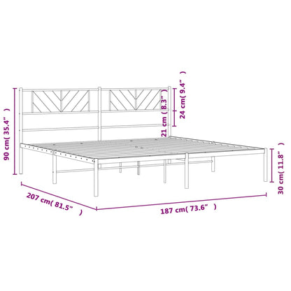 Bedframe Metaal 180 x 200 cm Zwart met hoofdbord