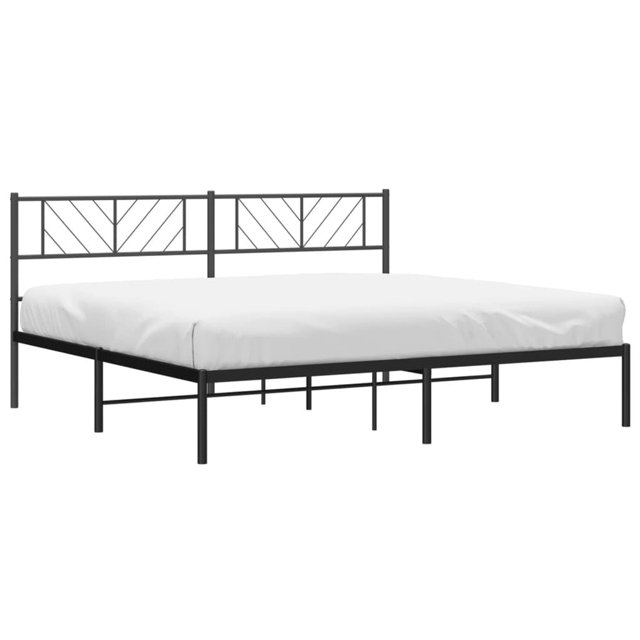 Bedframe Metaal 183 x 213 cm Zwart met hoofdbord