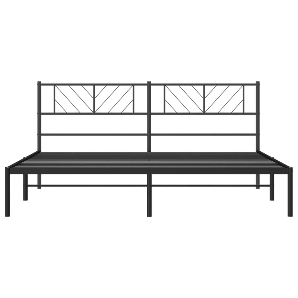 Bedframe Metaal 183 x 213 cm Zwart met hoofdbord