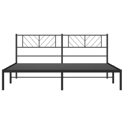 Bedframe Metaal 183 x 213 cm Zwart met hoofdbord