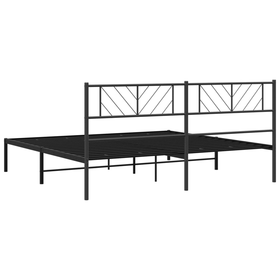 Bedframe Metaal 193 x 203 cm Zwart met hoofdbord