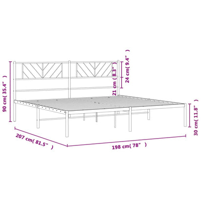 Bedframe Metaal 193 x 203 cm Zwart met hoofdbord