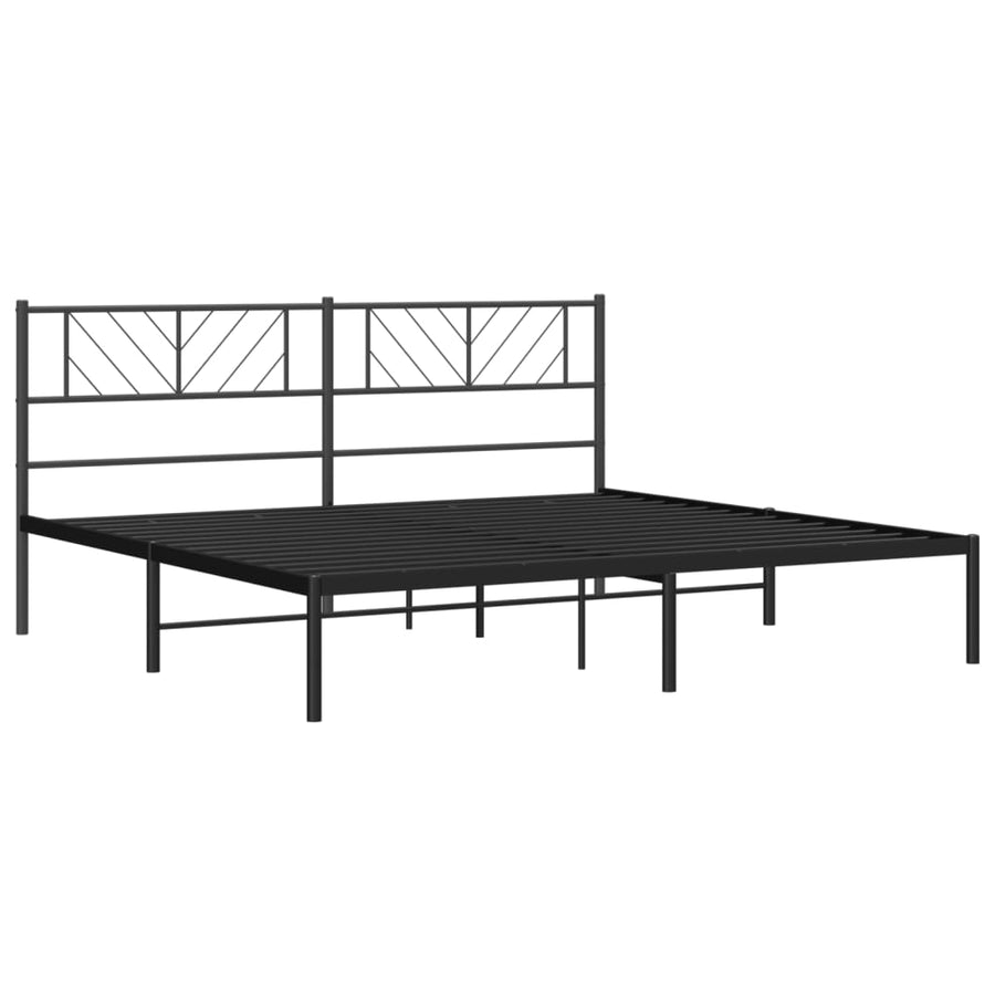 Bedframe met hoofdbord metaal zwart 200x200 cm