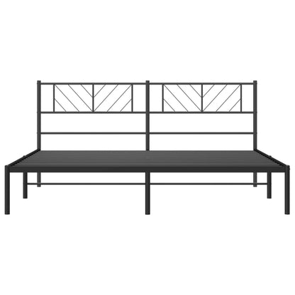 Bedframe met hoofdbord metaal zwart 200x200 cm