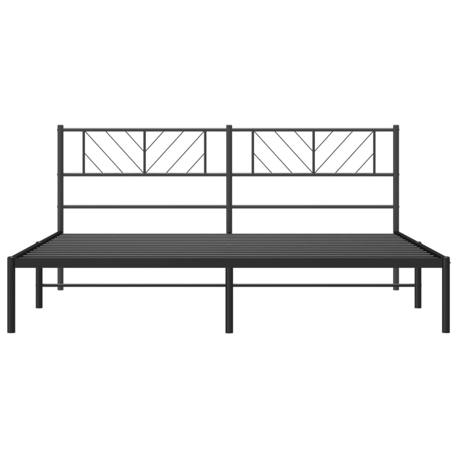 Bedframe met hoofdbord metaal zwart 200x200 cm