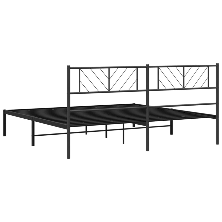 Bedframe met hoofdbord metaal zwart 200x200 cm