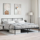 Bed frame with headboard metal black 200x200 cm
