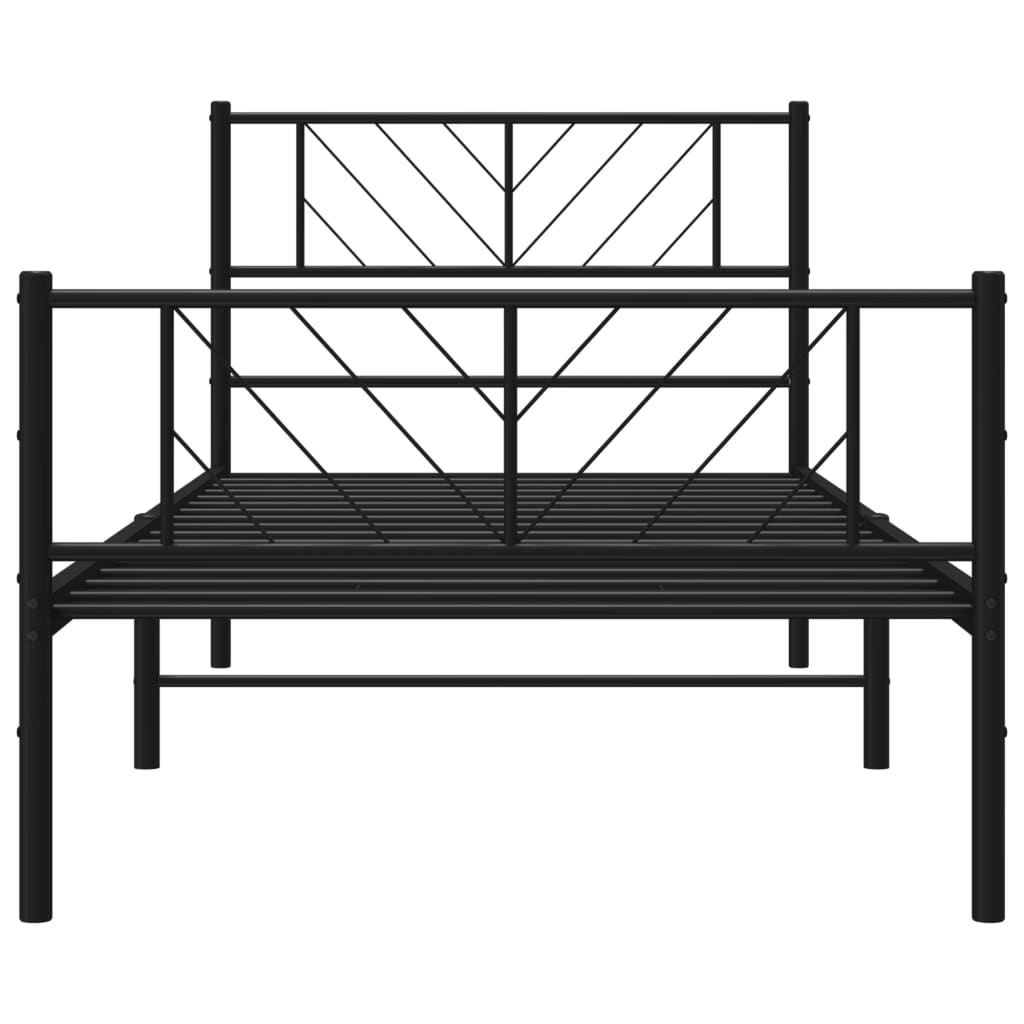 Bedframe Met Hoofd- En Voeteneinde Metaal 75 x 190 cm Zwart met hoofdbord & voetbord
