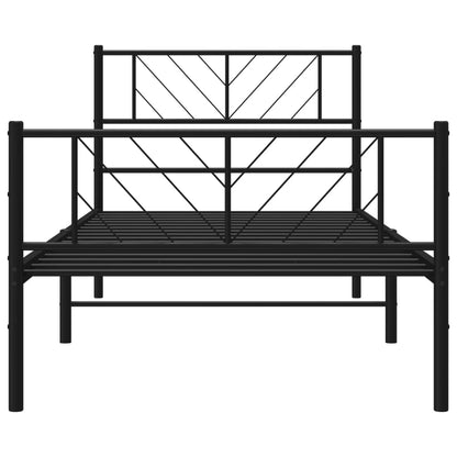 Bedframe Met Hoofd- En Voeteneinde Metaal 75 x 190 cm Zwart met hoofdbord & voetbord