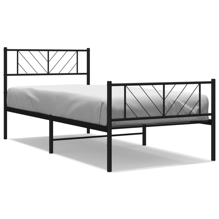 Bedframe Met Hoofd- En Voeteneinde Metaal 80 x 200 cm Zwart met hoofdbord & voetbord