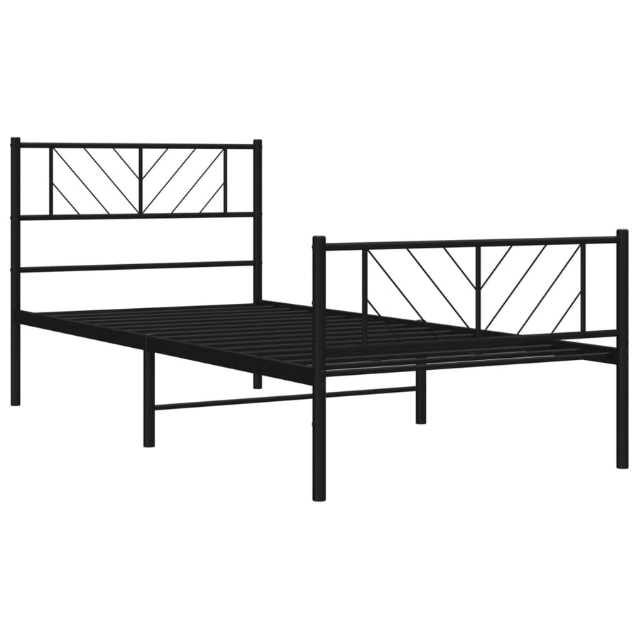 Bedframe Met Hoofd- En Voeteneinde Metaal 80 x 200 cm Zwart met hoofdbord & voetbord