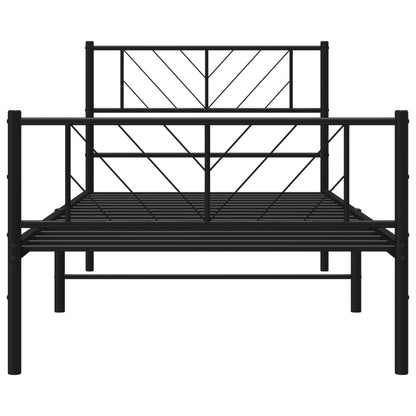 Bedframe Met Hoofd- En Voeteneinde Metaal 80 x 200 cm Zwart met hoofdbord & voetbord