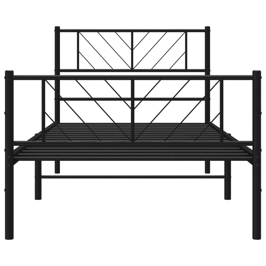 Bedframe Met Hoofd- En Voeteneinde Metaal 80 x 200 cm Zwart met hoofdbord & voetbord