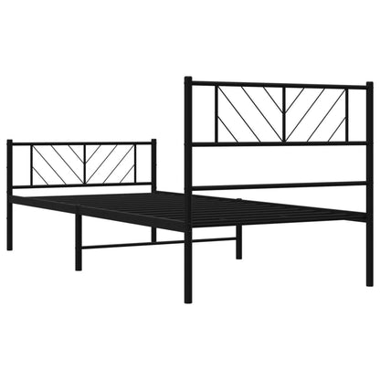 Bedframe Met Hoofd- En Voeteneinde Metaal 80 x 200 cm Zwart met hoofdbord & voetbord