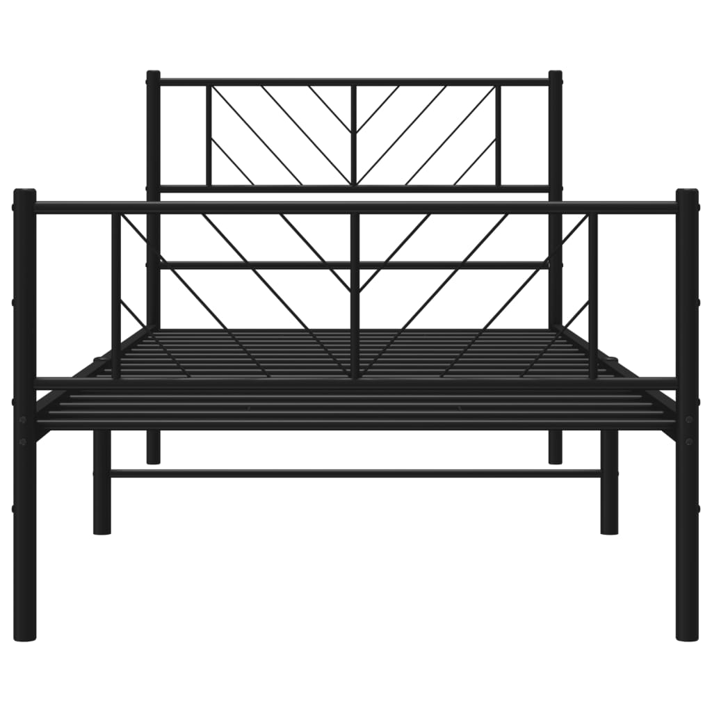 Bedframe Met Hoofd- En Voeteneinde Metaal 90 x 190 cm Zwart met hoofdbord & voetbord