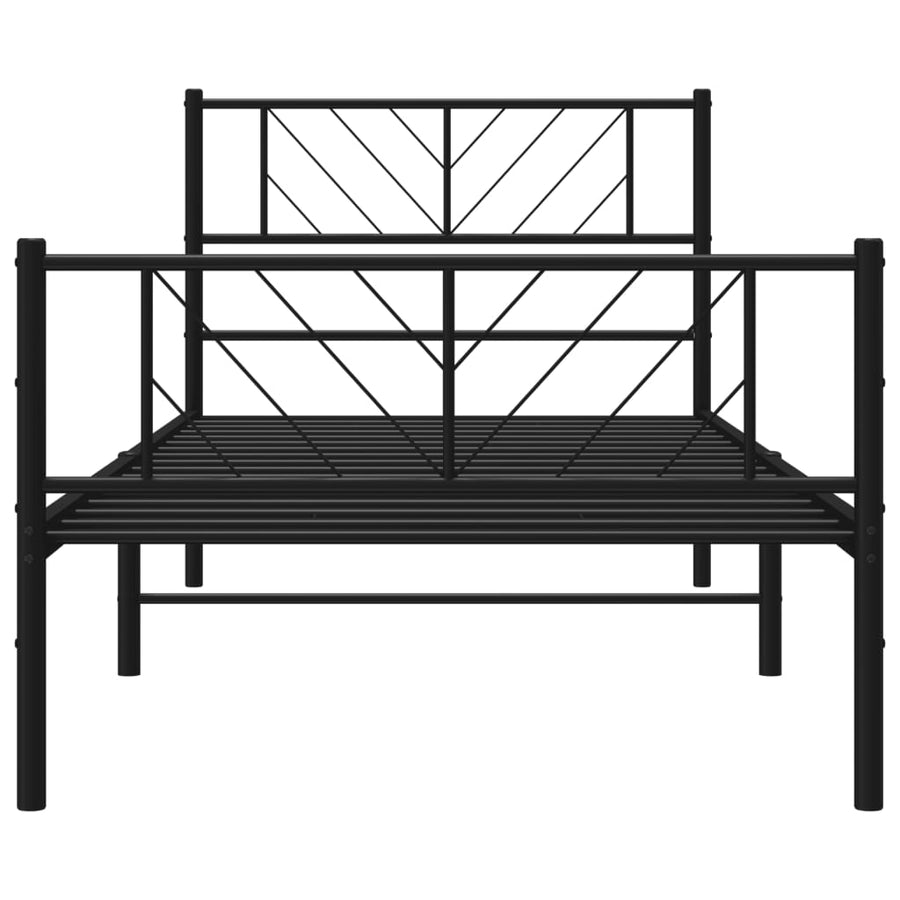 Bedframe Met Hoofd- En Voeteneinde Metaal 90 x 190 cm Zwart met hoofdbord & voetbord