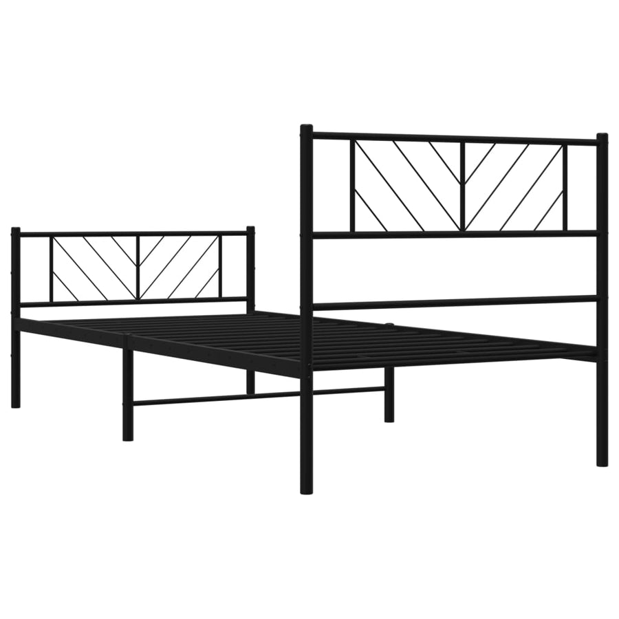 Bedframe Met Hoofd- En Voeteneinde Metaal 90 x 190 cm Zwart met hoofdbord & voetbord