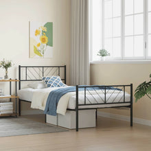 Bedframe Met Hoofd- En Voeteneinde Metaal 90 x 200 cm Zwart met hoofdbord & voetbord