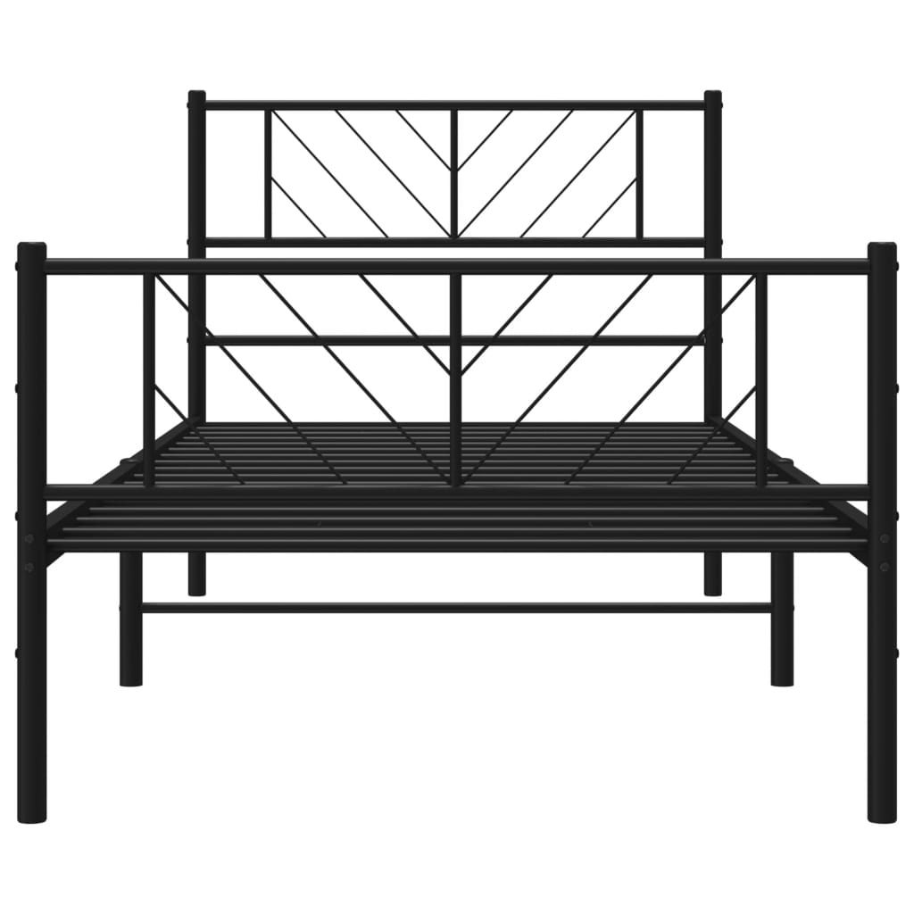 Bedframe Met Hoofd- En Voeteneinde Metaal 100 x 190 cm Zwart met hoofdbord & voetbord