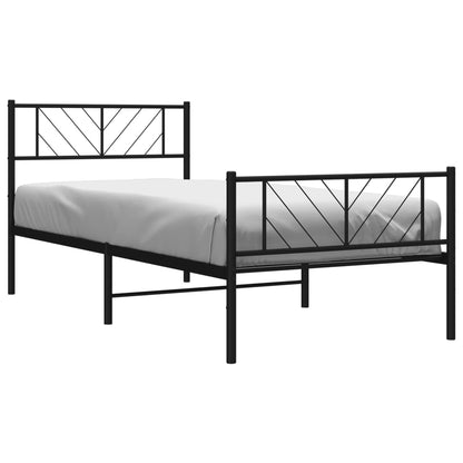 Bedframe Met Hoofd- En Voeteneinde Metaal 100 x 200 cm Zwart met hoofdbord & voetbord