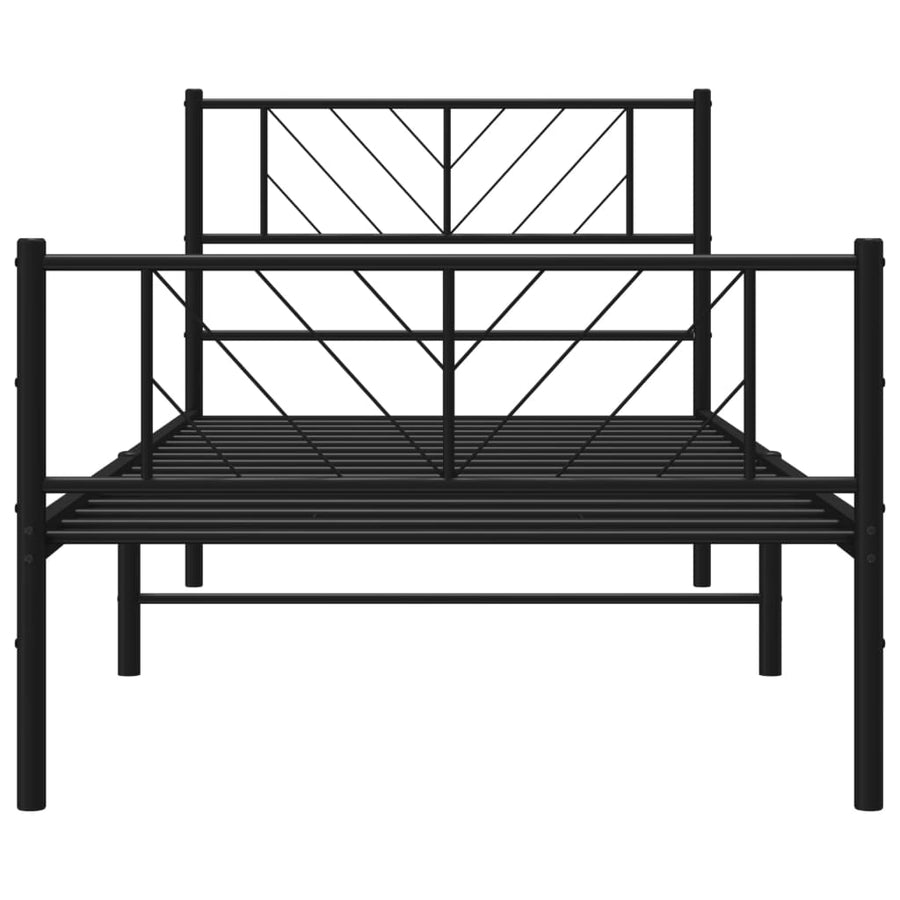 Bedframe Met Hoofd- En Voeteneinde Metaal 100 x 200 cm Zwart met hoofdbord & voetbord