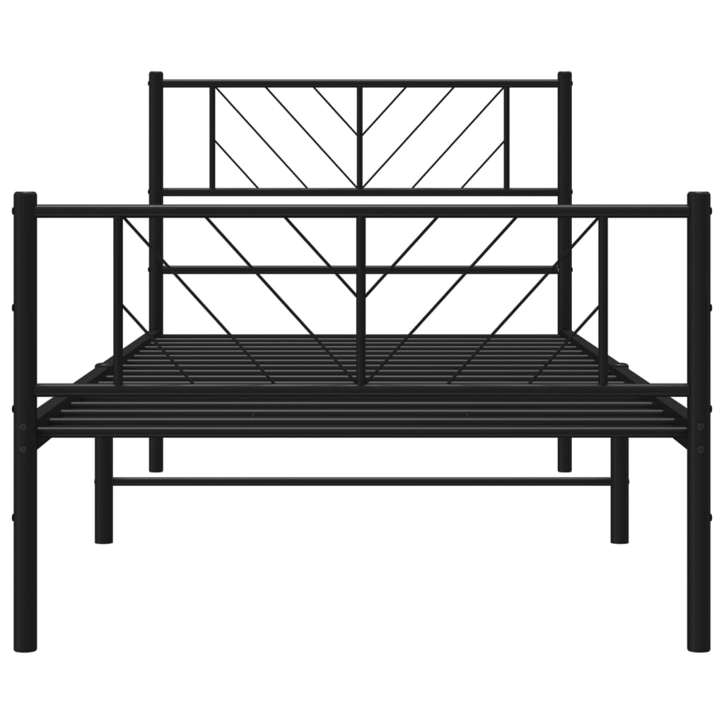 Bedframe Met Hoofd- En Voeteneinde Metaal 107 x 203 cm Zwart met hoofdbord & voetbord