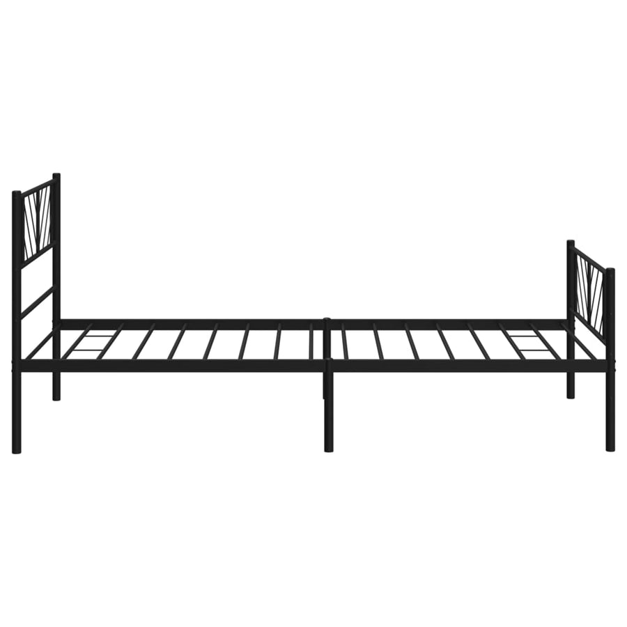 Bedframe Met Hoofd- En Voeteneinde Metaal 107 x 203 cm Zwart met hoofdbord & voetbord
