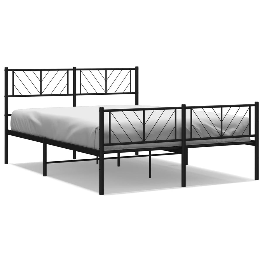 Bedframe Met Hoofd- En Voeteneinde Metaal 120 x 190 cm Zwart met hoofdbord & voetbord