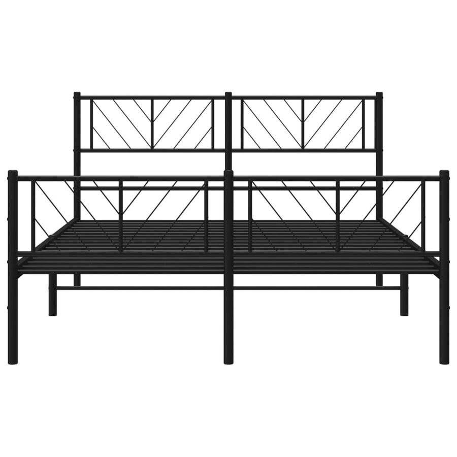 Bedframe Met Hoofd- En Voeteneinde Metaal 120 x 190 cm Zwart met hoofdbord & voetbord