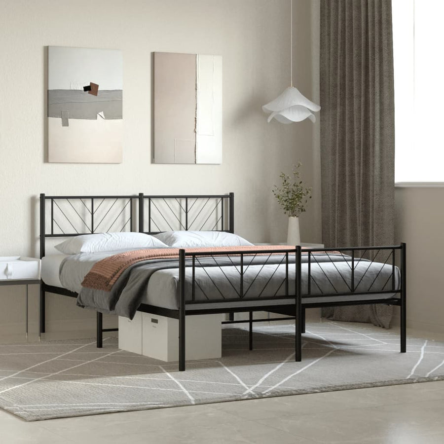 Bedframe Met Hoofd- En Voeteneinde Metaal 120 x 200 cm Zwart