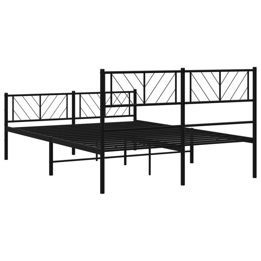 Bedframe Met Hoofd- En Voeteneinde Metaal 135 x 190 cm Zwart met hoofdbord & voetbord