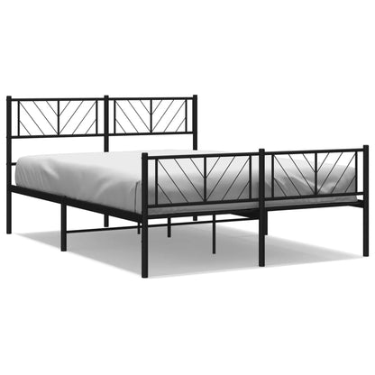 Bedframe Met Hoofd- En Voeteneinde Metaal 140 x 200 cm Zwart met hoofdbord & voetbord