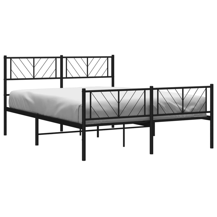 Bedframe Met Hoofd- En Voeteneinde Metaal 140 x 200 cm Zwart met hoofdbord & voetbord