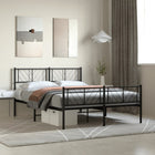 Bedframe metaal zwart 140x200 cm met hoofd- en voeteneinde