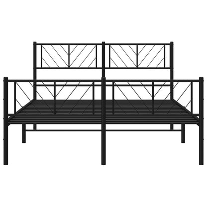 Bedframe Met Hoofd- En Voeteneinde Metaal 150 x 200 cm Zwart met hoofdbord & voetbord