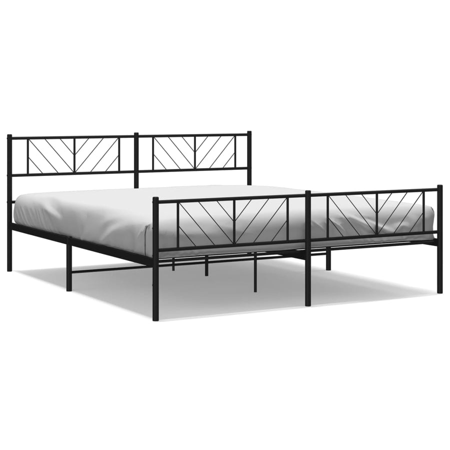 Bedframe Met Hoofd- En Voeteneinde Metaal 180 x 200 cm Zwart met hoofdbord & voetbord