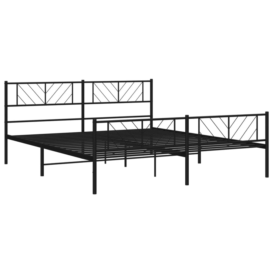 Bedframe Met Hoofd- En Voeteneinde Metaal 180 x 200 cm Zwart met hoofdbord & voetbord