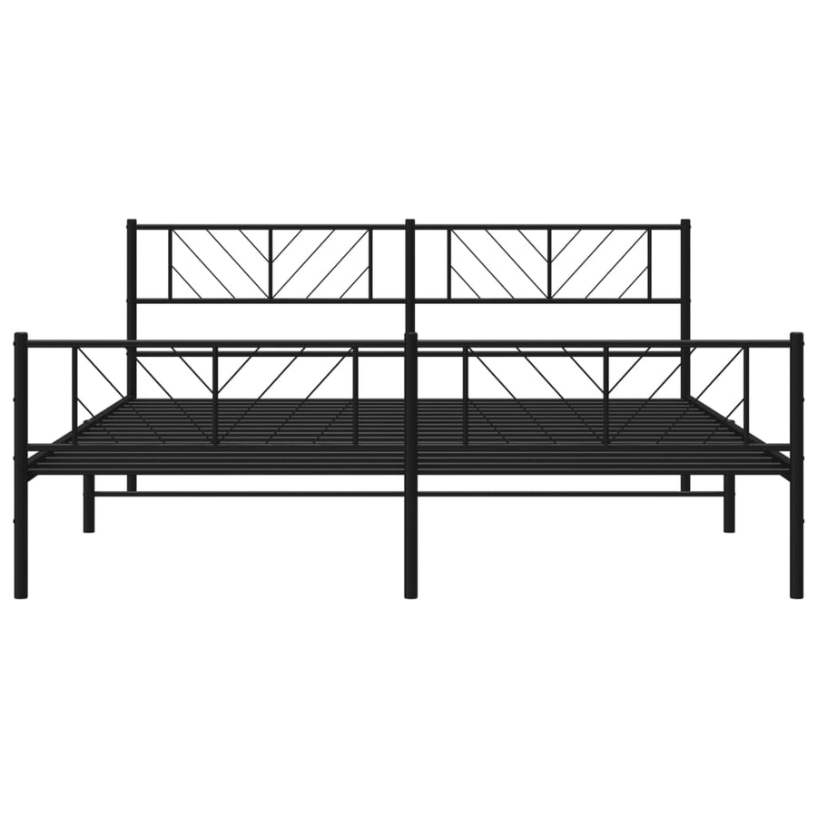 Bedframe Met Hoofd- En Voeteneinde Metaal 180 x 200 cm Zwart met hoofdbord & voetbord