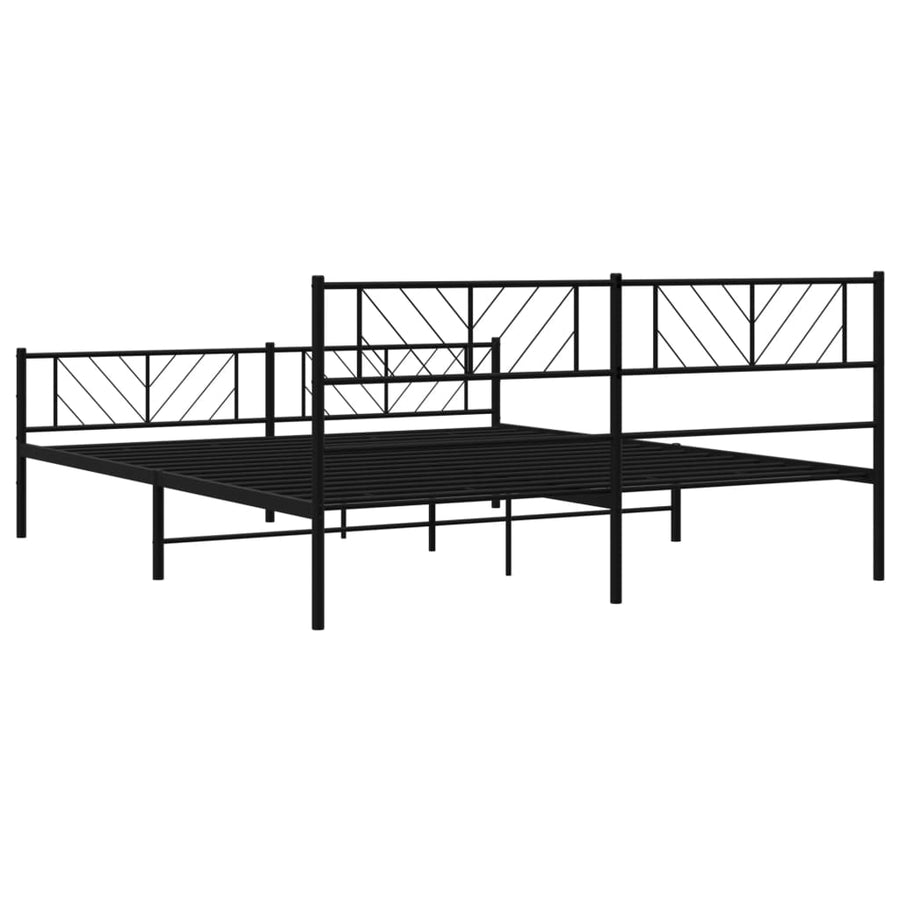 Bedframe Met Hoofd- En Voeteneinde Metaal 180 x 200 cm Zwart met hoofdbord & voetbord