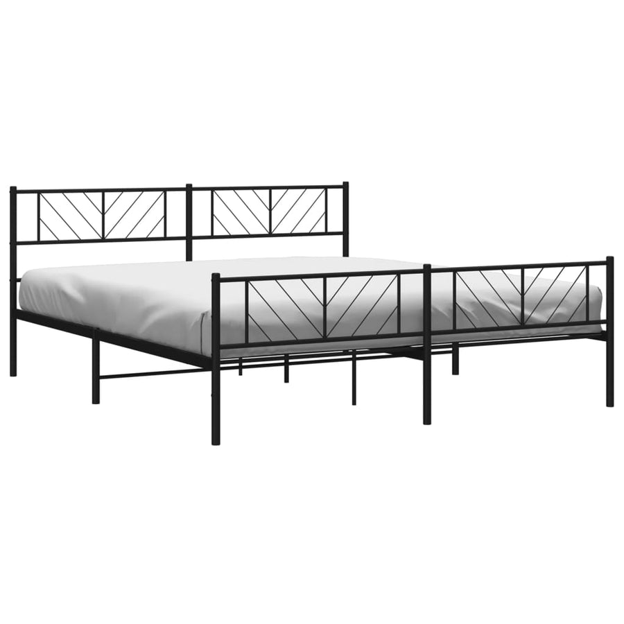 Bedframe Met Hoofd- En Voeteneinde Metaal 193 x 203 cm Zwart met hoofdbord & voetbord
