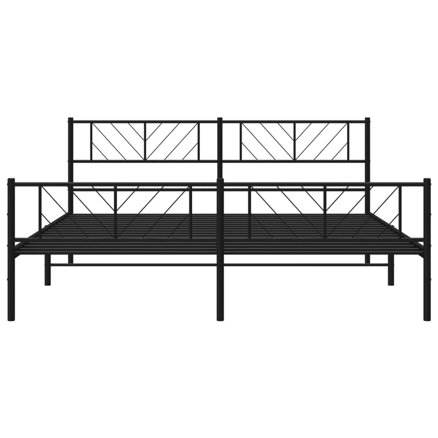Bedframe Met Hoofd- En Voeteneinde Metaal 193 x 203 cm Zwart met hoofdbord & voetbord