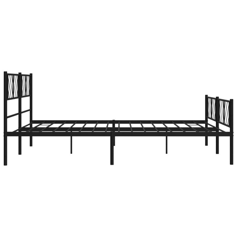 Bedframe Met Hoofd- En Voeteneinde Metaal 193 x 203 cm Zwart met hoofdbord & voetbord