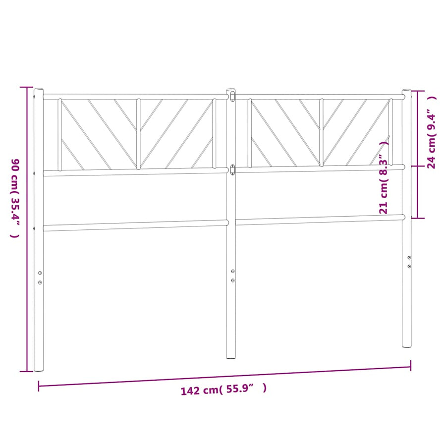 Vervangend hoofdbord 135 cm metaal zwart
