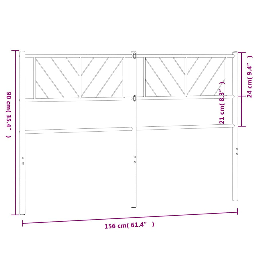 Vervangend hoofdbord 150 cm metaal zwart