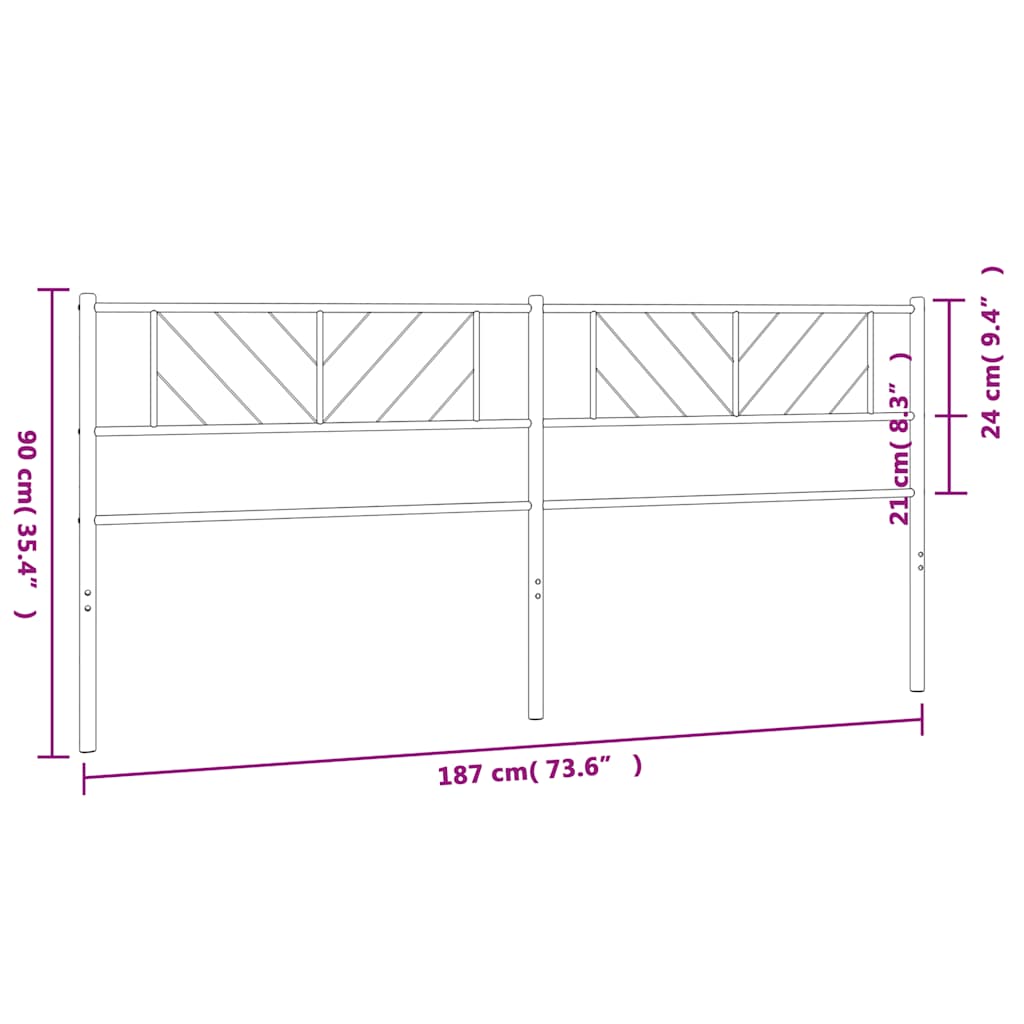 Vervangend hoofdbord 180 cm metaal zwart