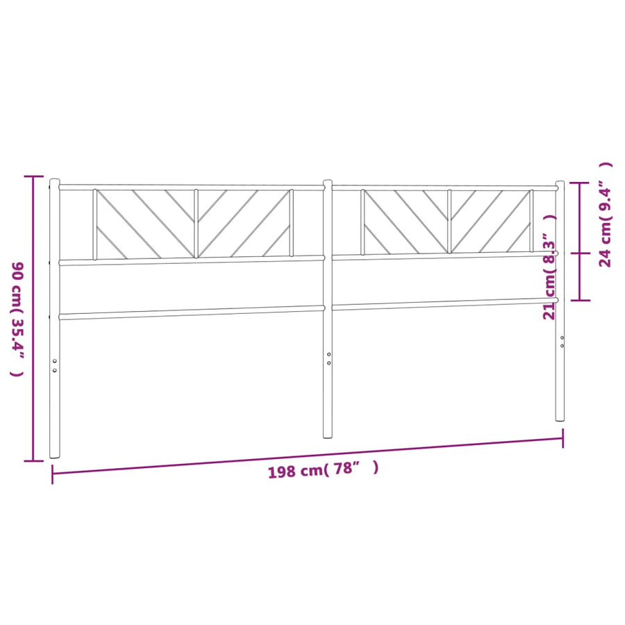 Hoofdbord 193 Cm Metaal Zwart