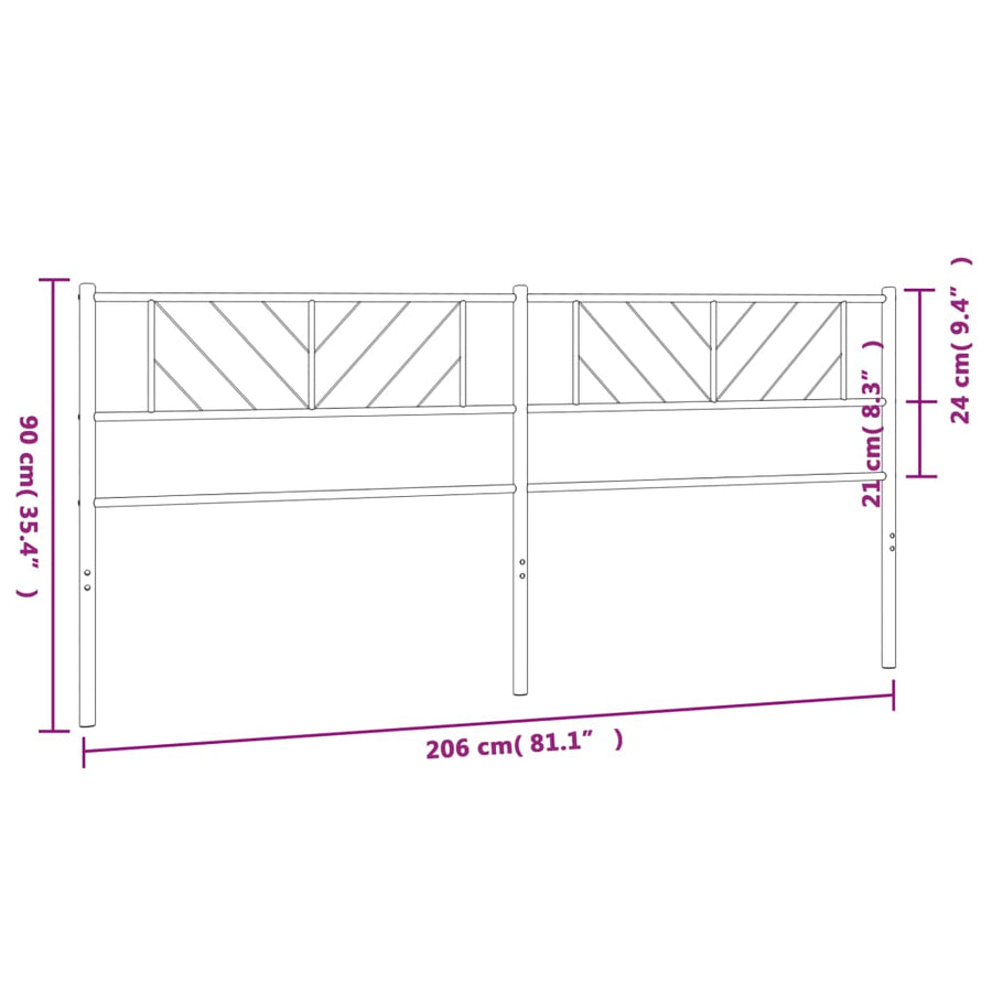 Hoofdbord 200 Cm Metaal Zwart