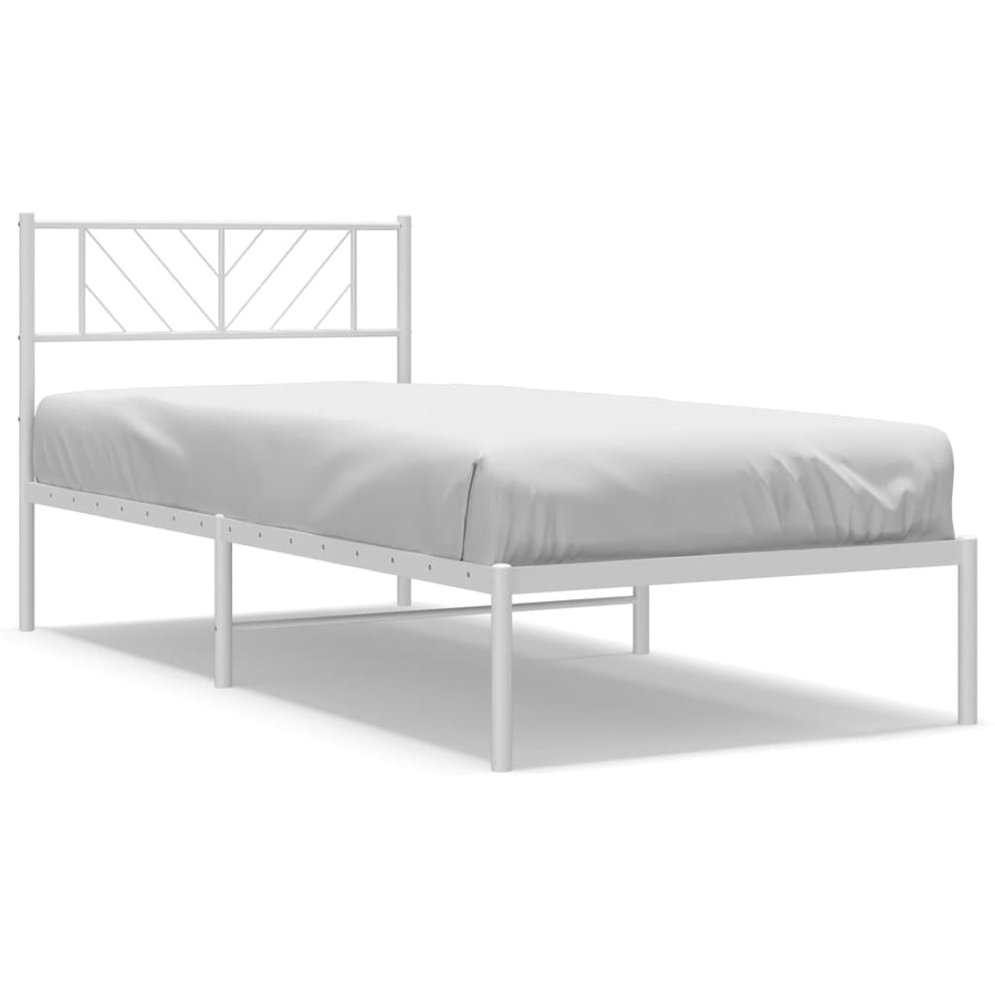 Bedframe Metaal 80 x 200 cm Wit met hoofdbord