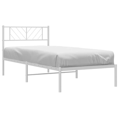 Bedframe Metaal 80 x 200 cm Wit met hoofdbord