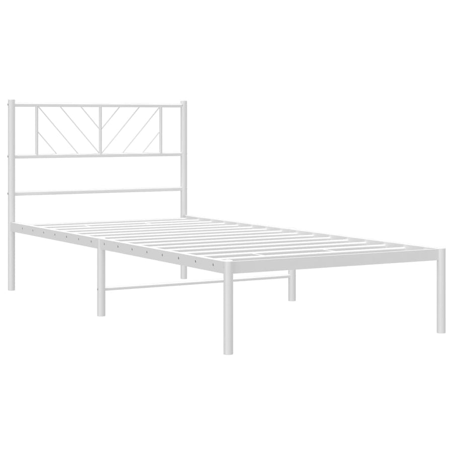 Bedframe Metaal 80 x 200 cm Wit met hoofdbord
